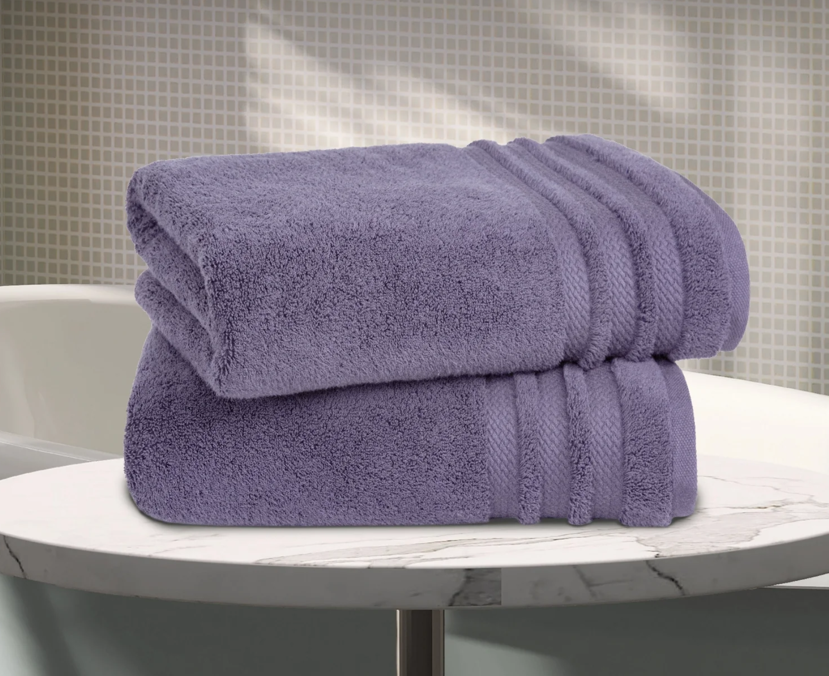 Luxury 2 Pc Bath Towel Set – Purple (625 GSM)