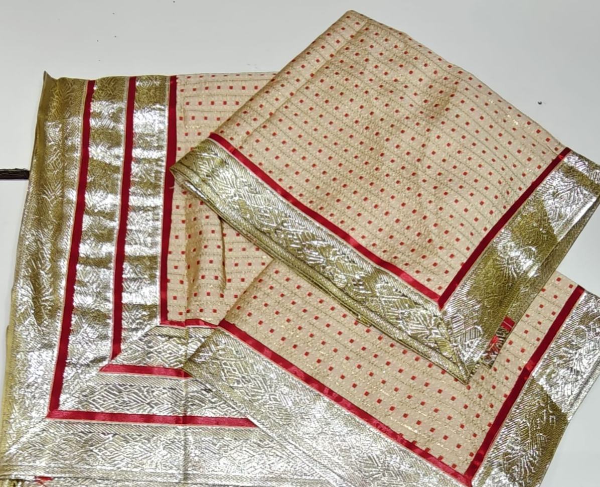 Ivory Cream with Red Polka Rumala Sahib