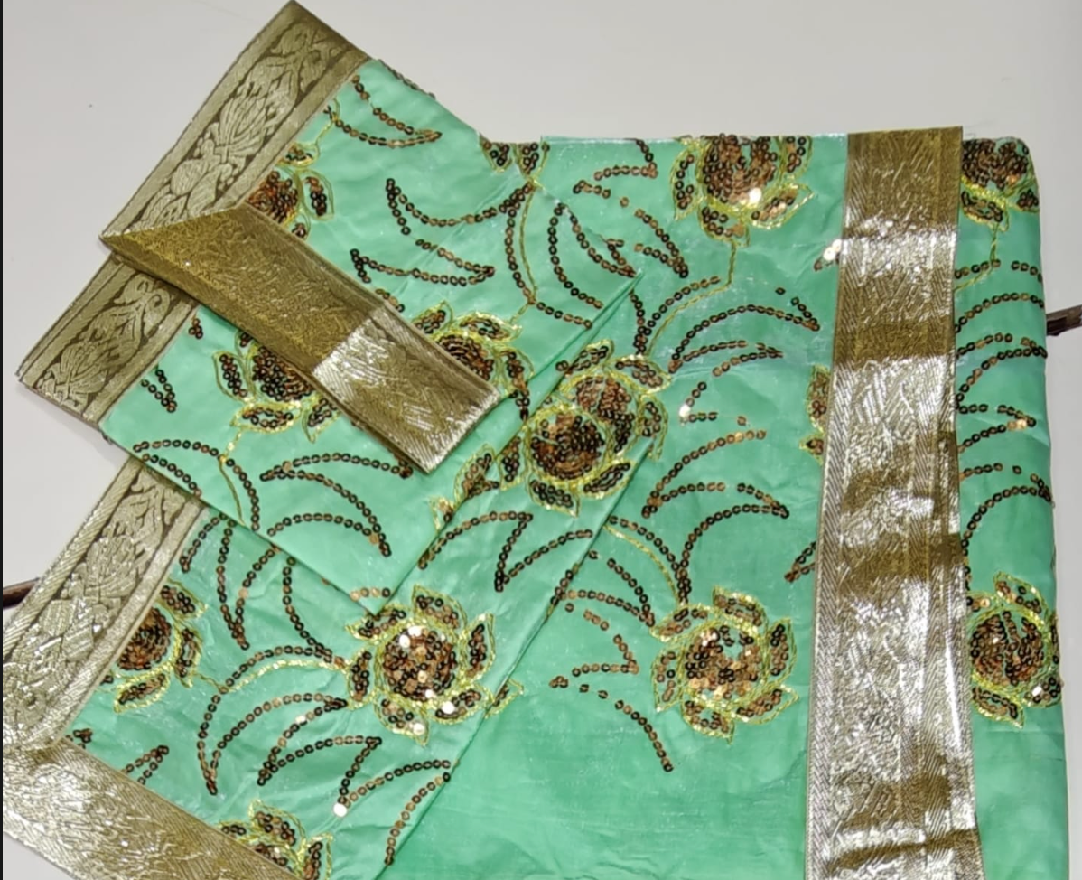 Mint Green with Golden Floral Rumala Sahib