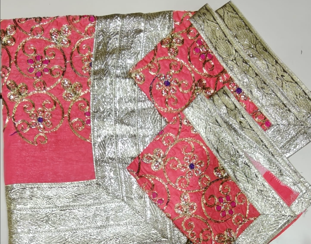 Pink Embroidered Rumala Sahib