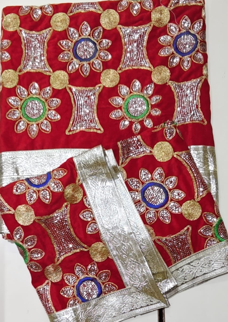 Red Velvet Floral Rumala Sahib