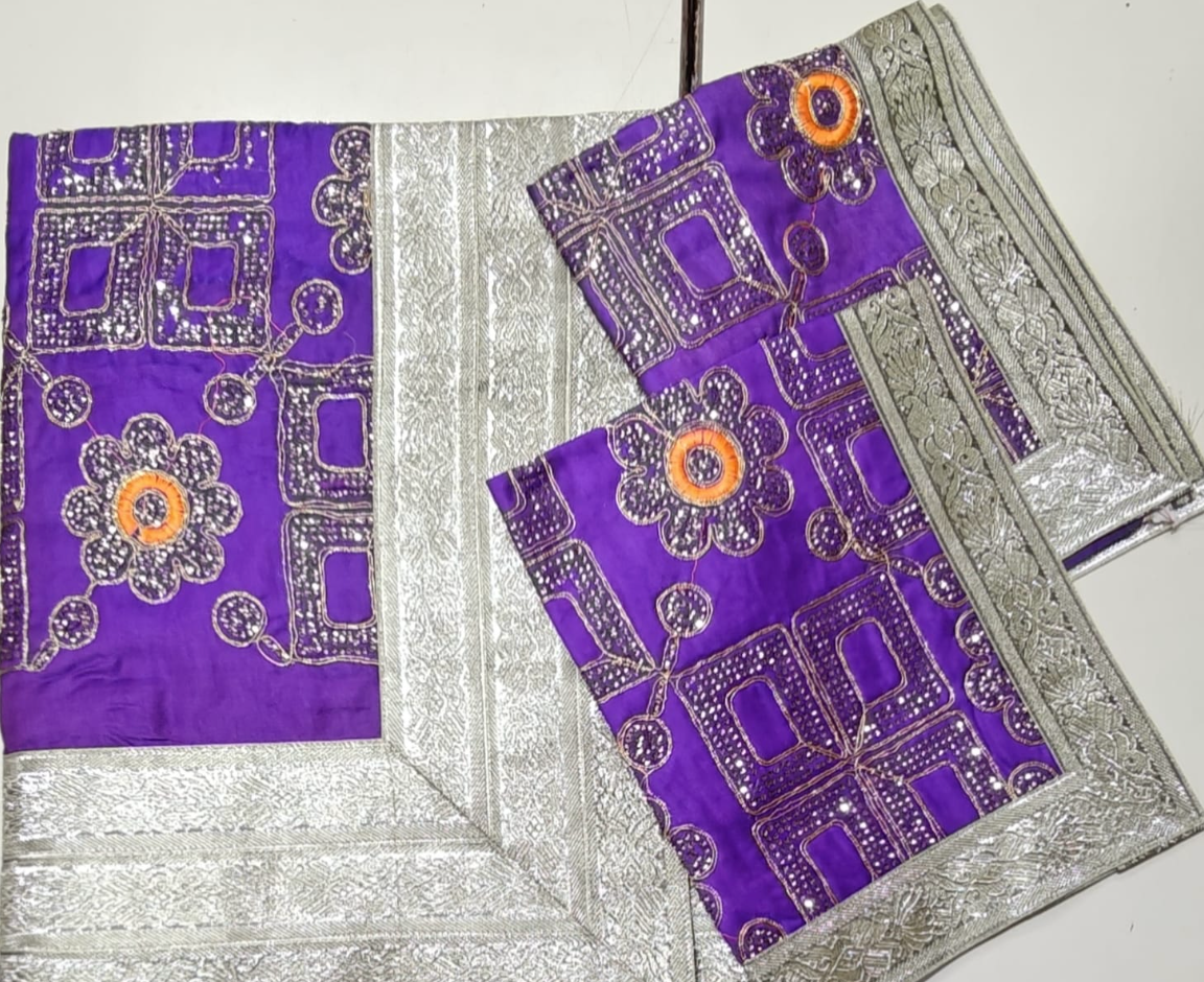 Purple Floral Square Motif Rumala Sahib