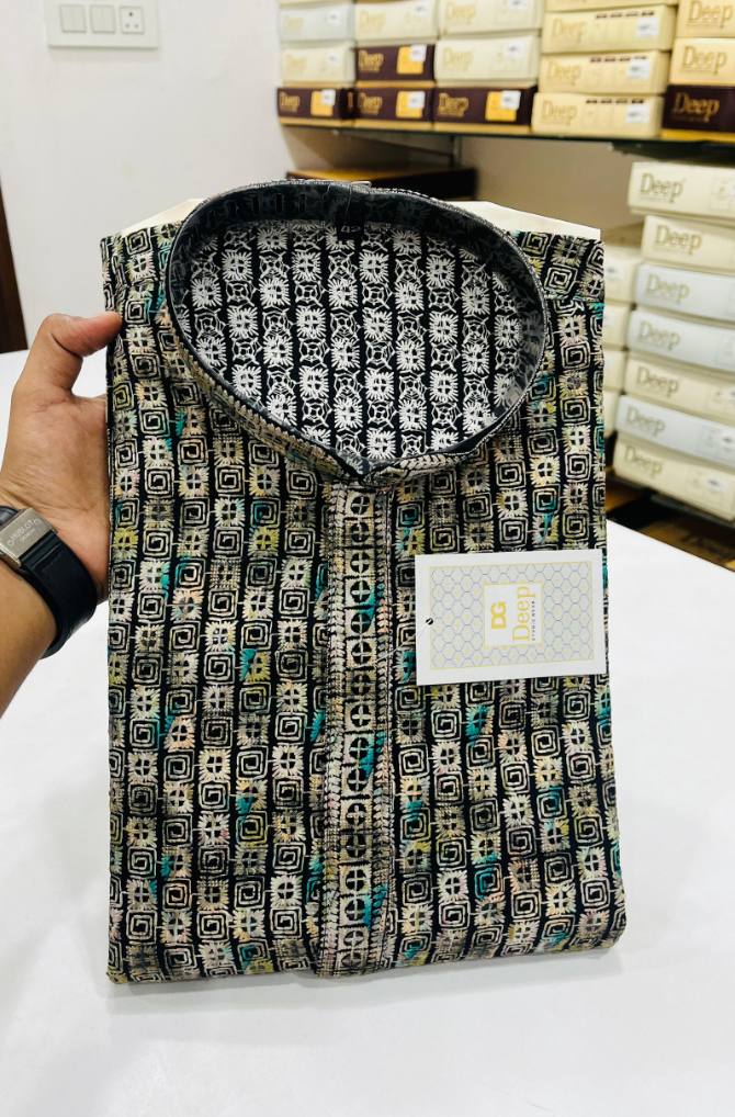 Teal & Grey Kashmiri Print Kurta