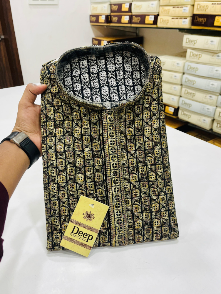 Golden Kashmiri Print Kurta